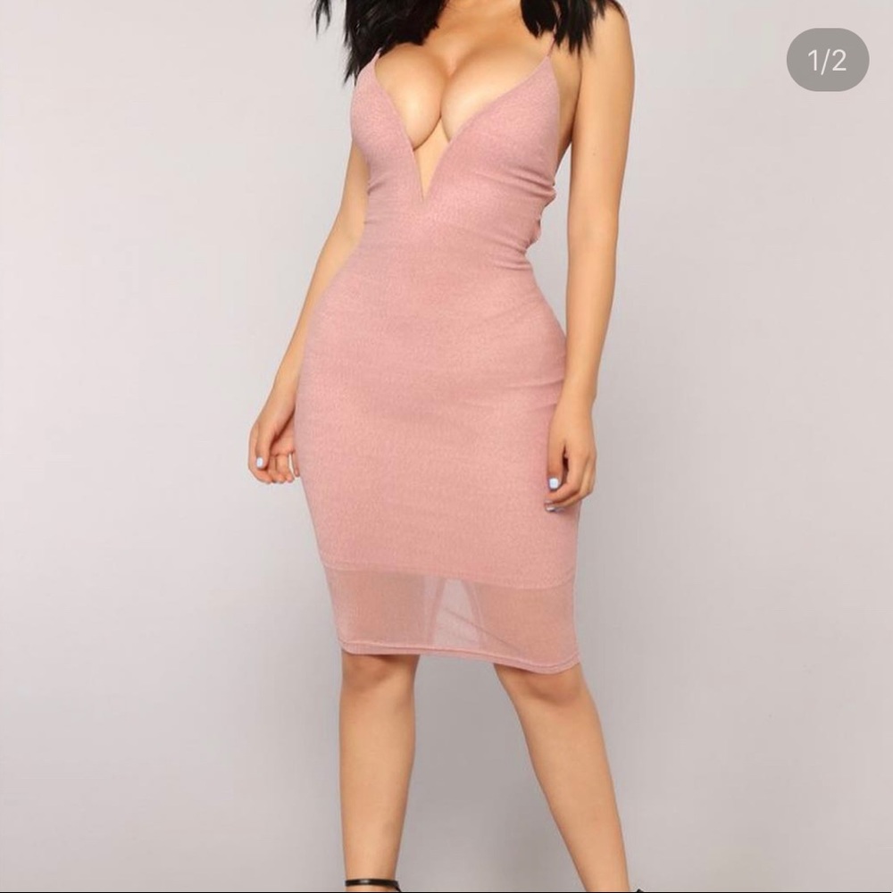 Bodycon v line dress fashion nova